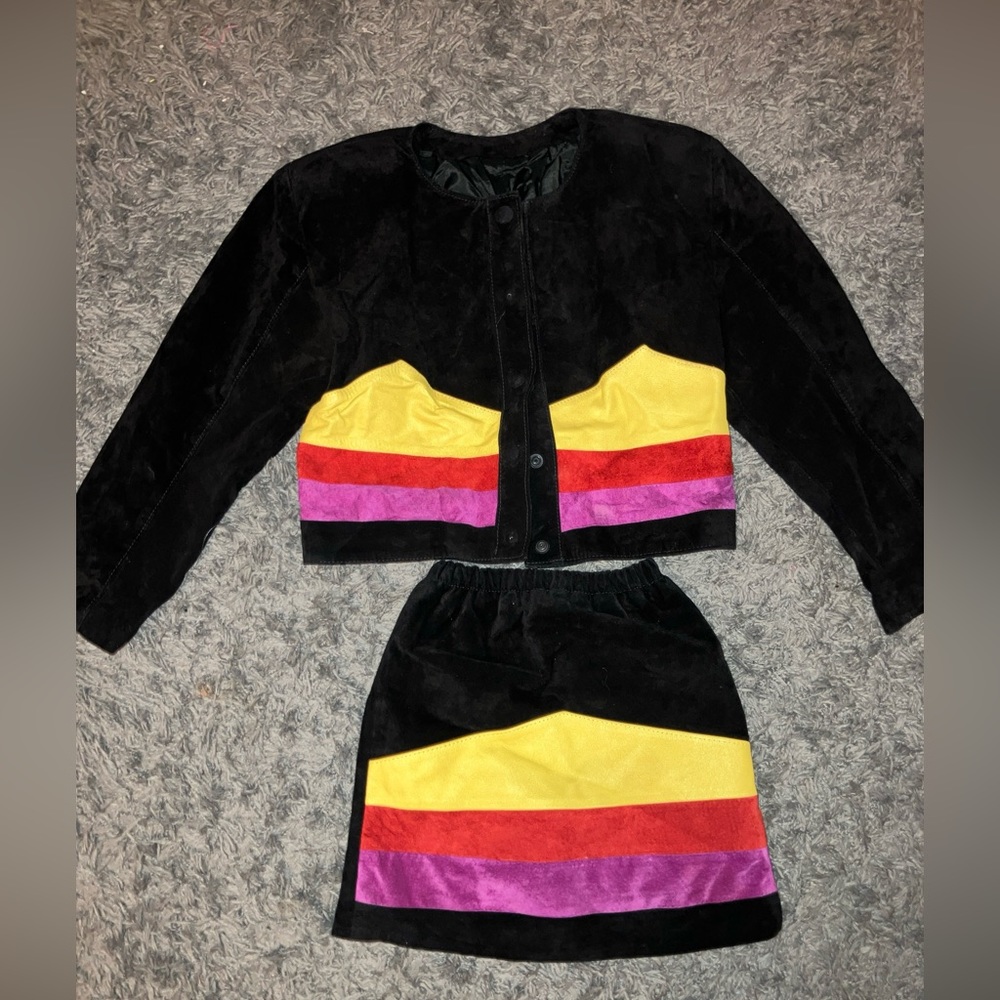 VINTAGE genuine leather two piece toddler set